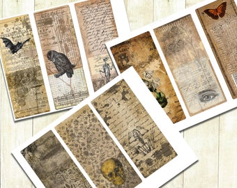 Vintage Halloween Junk Journal Cards, Journaling Ephemera, Digital Download, Printable Journal Cards, Collage Cards, Halloween, Spooky.