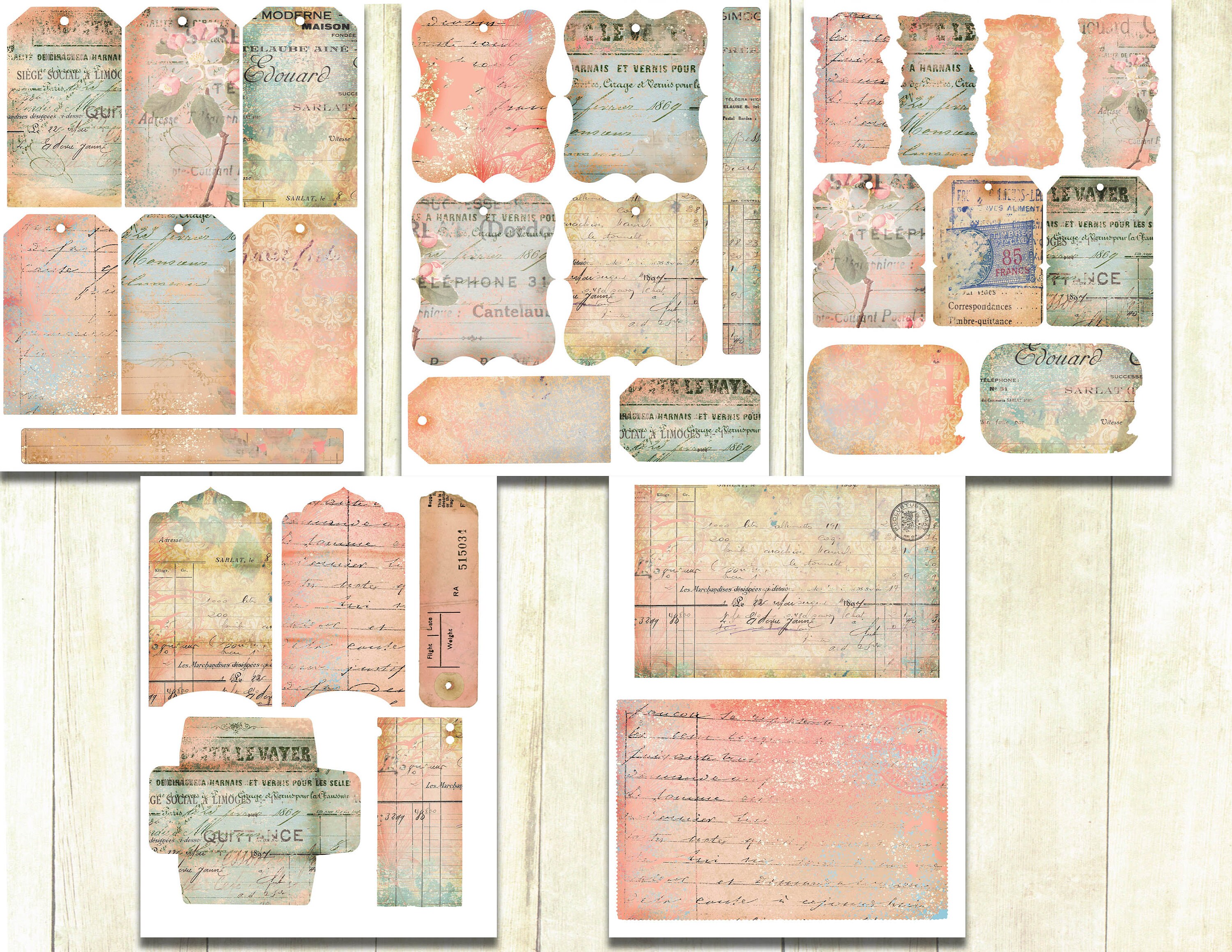 Vintage Junk Journal Shabby Ephemera Kit, Digital Download, Shabby ...