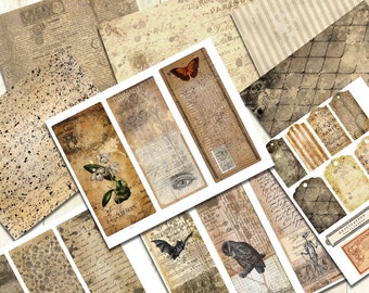 Printable Halloween Junk Journal Kit, Vintage Halloween Papers, Printable Tags and Ephemera, Halloween Ephemera, Halloween Scrapbook Kit.