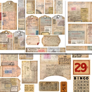 Vintage Journal Tags Printable, Junk Journal Ephemera, Vintage Journal ...