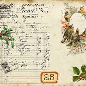 Vintage Shabby Christmas Collage papers, Vintage Christmas Junk Journal Papers, Digital Download, Christmas Scrapbook Printable papers. image 3