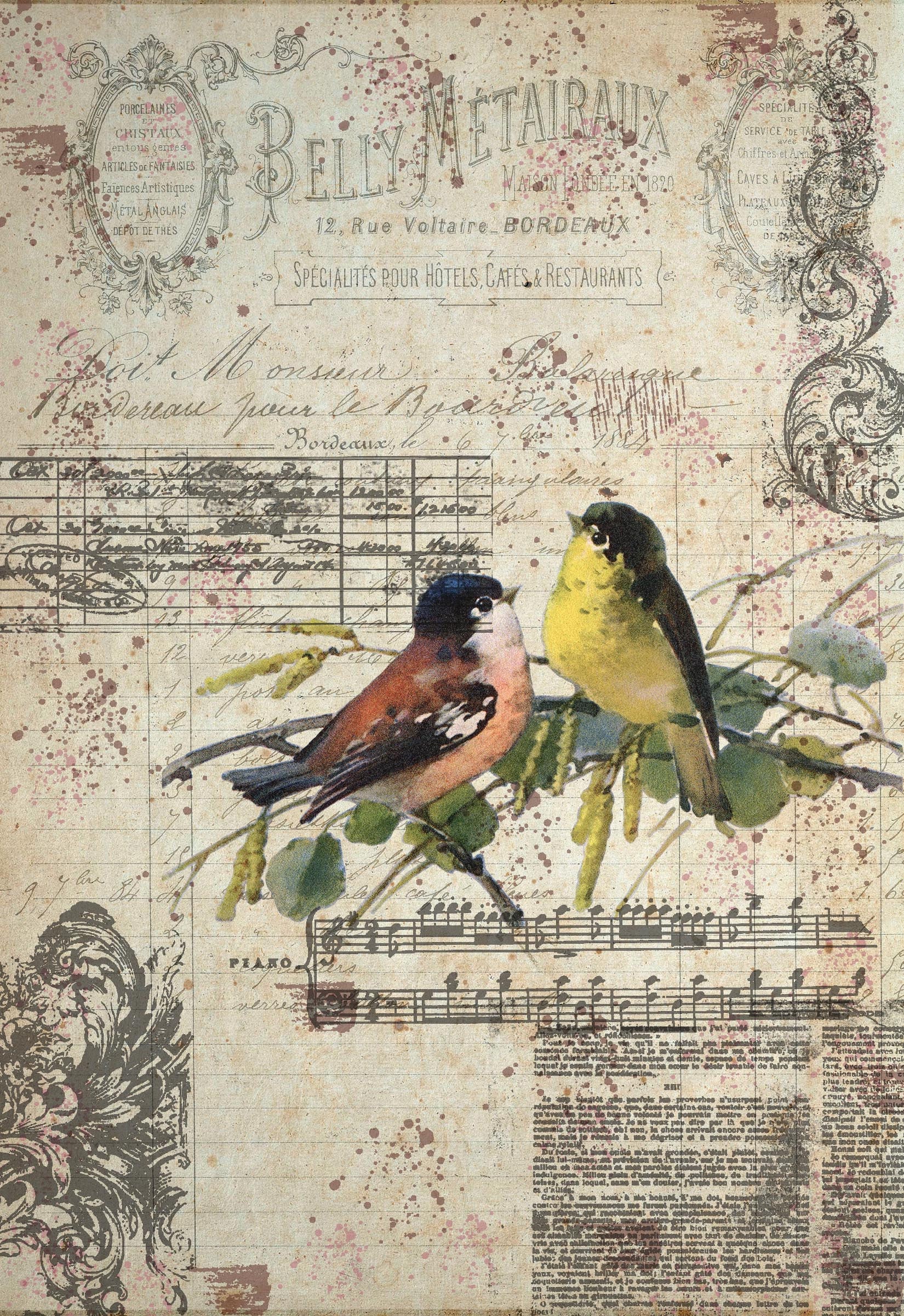 Vintage Style Bird Themed Bingo Card Set, Vintage Scrapbooking, Junk