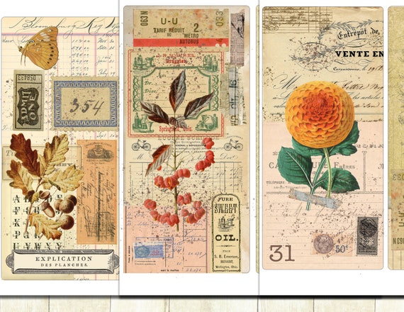 Autumn Journal Cards, Vintage Nature Journal Cards, Digital Download, Autumn Junk Journal Cards, Scrapbook Cards, Vintage Ephemera.