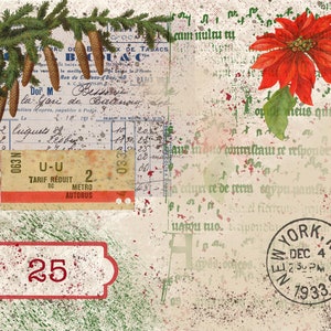 Vintage Shabby Christmas Collage papers, Vintage Christmas Junk Journal Papers, Digital Download, Christmas Scrapbook Printable papers. image 5