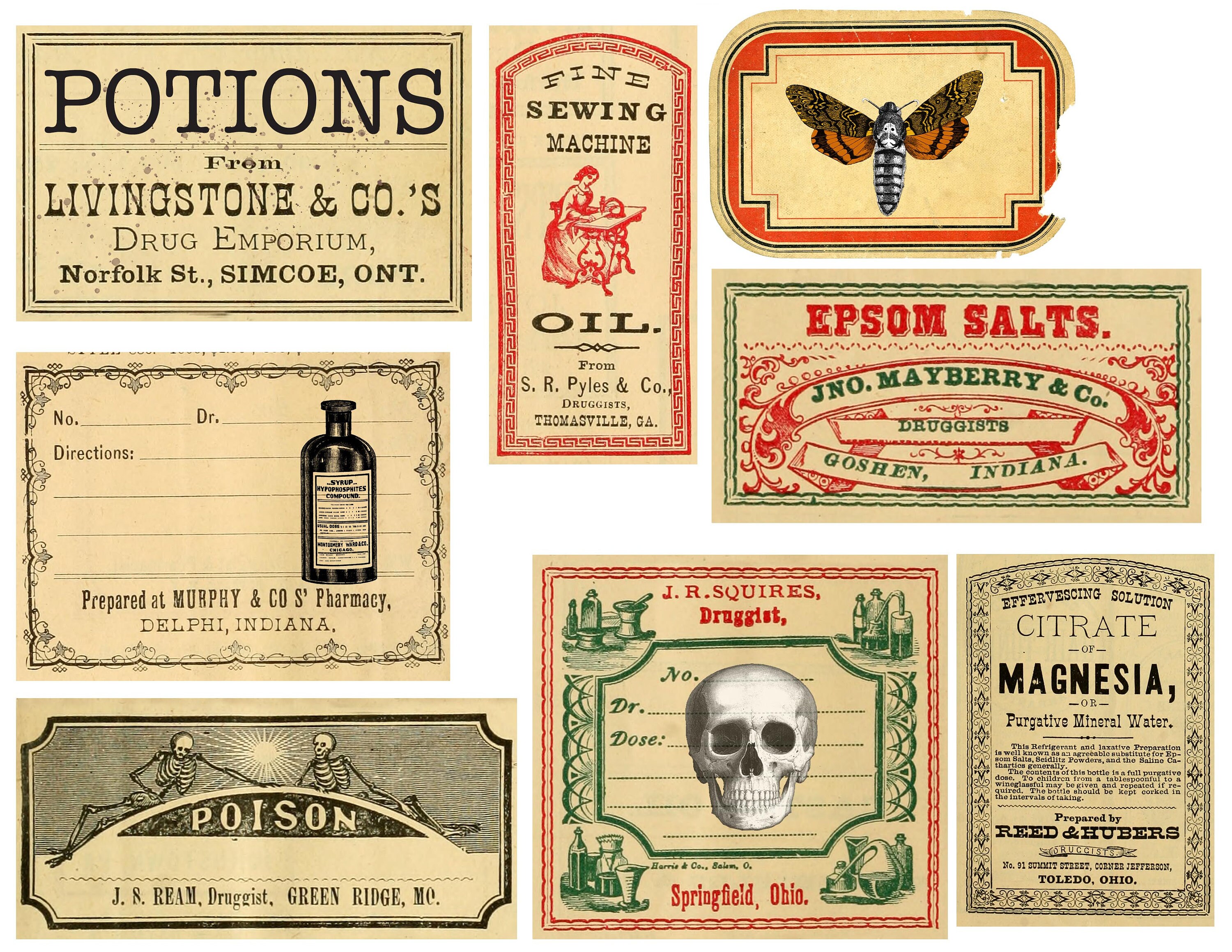 Halloween Ephemera Labels, Printable Vintage Labels, Vintage Halloween ...