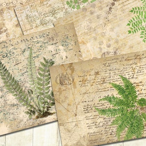 fougères vintage, Plant Journal Papers, Nature Journal Papers, Botanical Journal, Digital Download.