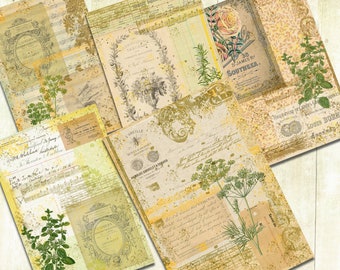 Sunshine Yellow Summer Journal Papers, Yellow Collage Printable Papers, Digital Download.