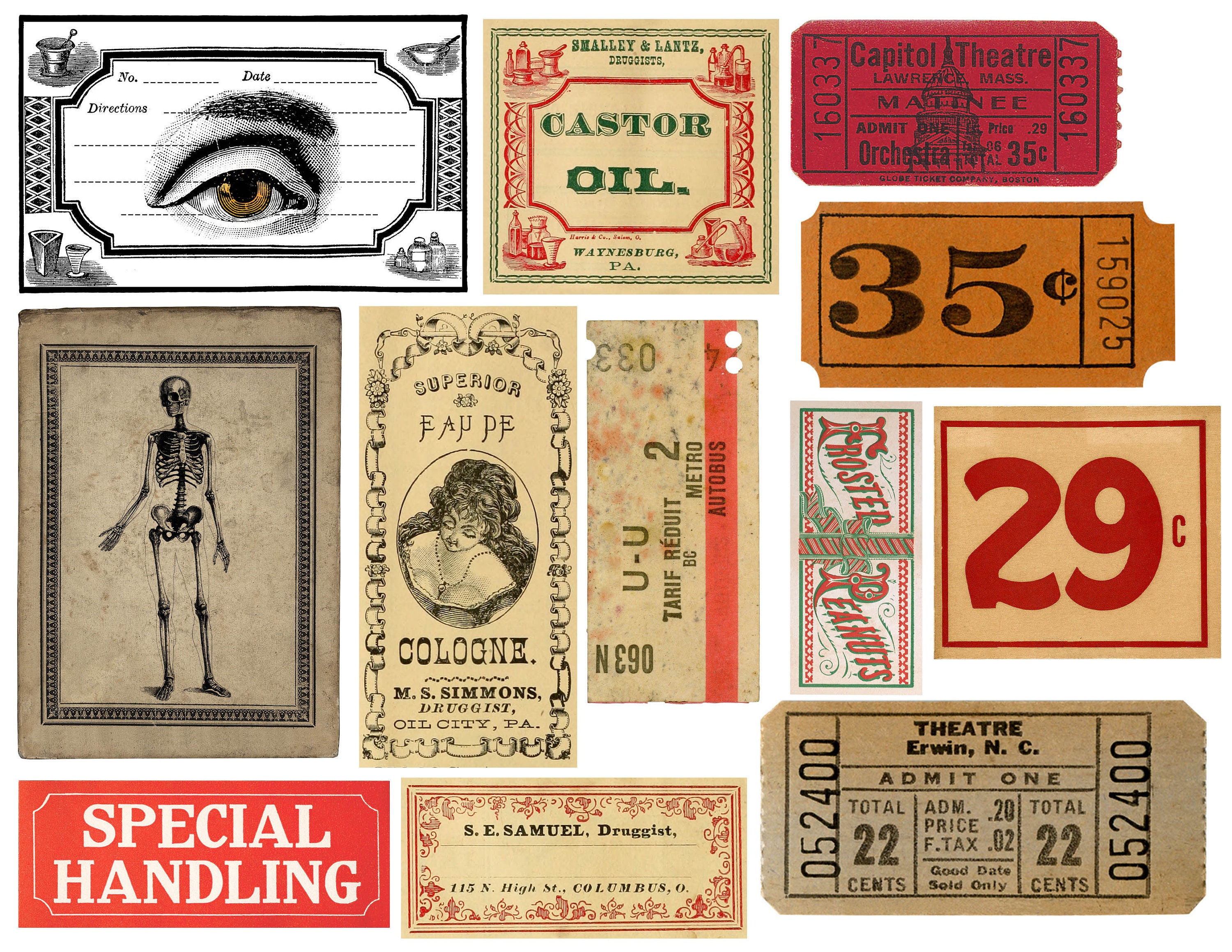 Halloween Ephemera Labels, Printable Vintage Labels, Vintage Halloween ...
