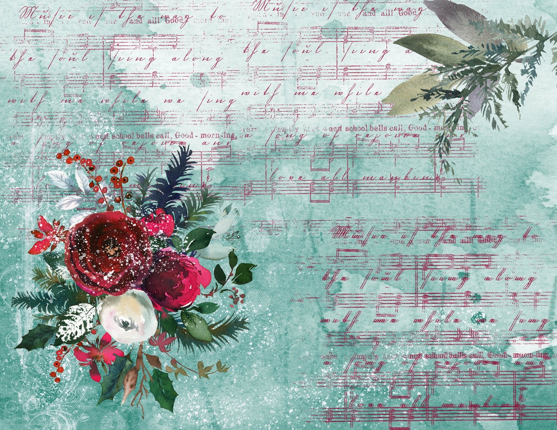 Free Printable Christmas Roses Christmas Rose Printable Papers, Christmas Junk Journal Digital ...