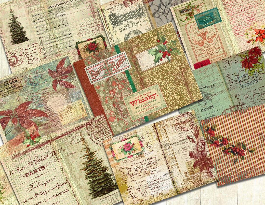 Vintage Christmas Journal Papers, Digital Download, Christmas ...