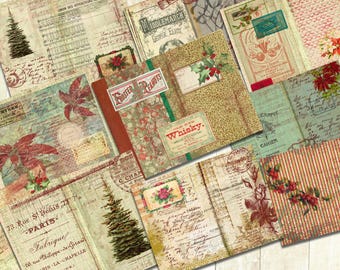 Vintage Christmas Journal Papers, Digital Download, Christmas Printables.