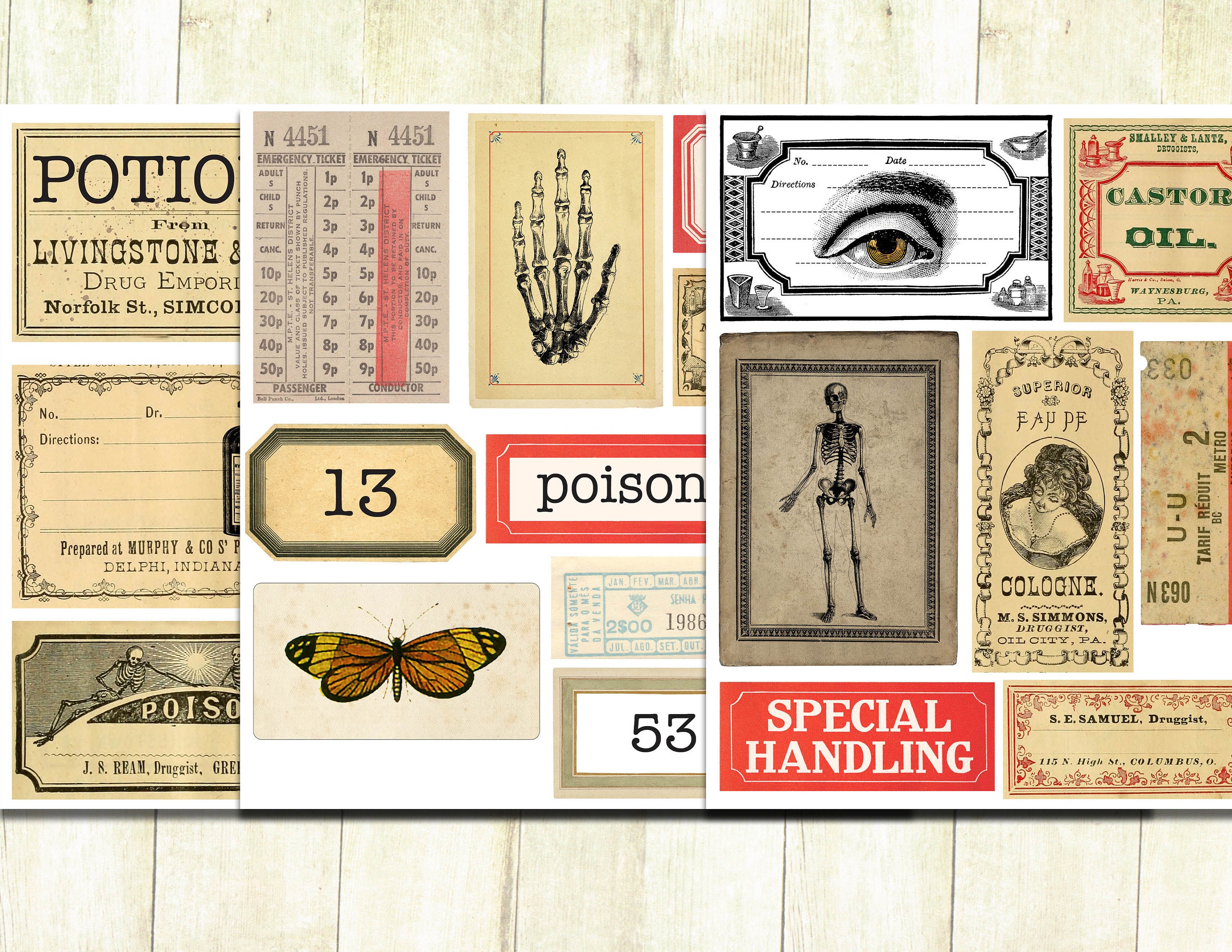 Halloween Ephemera Labels, Printable Vintage Labels, Vintage Halloween ...