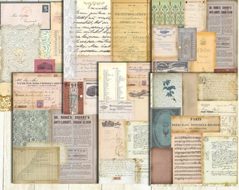 Vintage Ephemera Printable Papers, Digital Collage Sheets, Junk Journal Papers, Vintage Scraps and Ephemera.