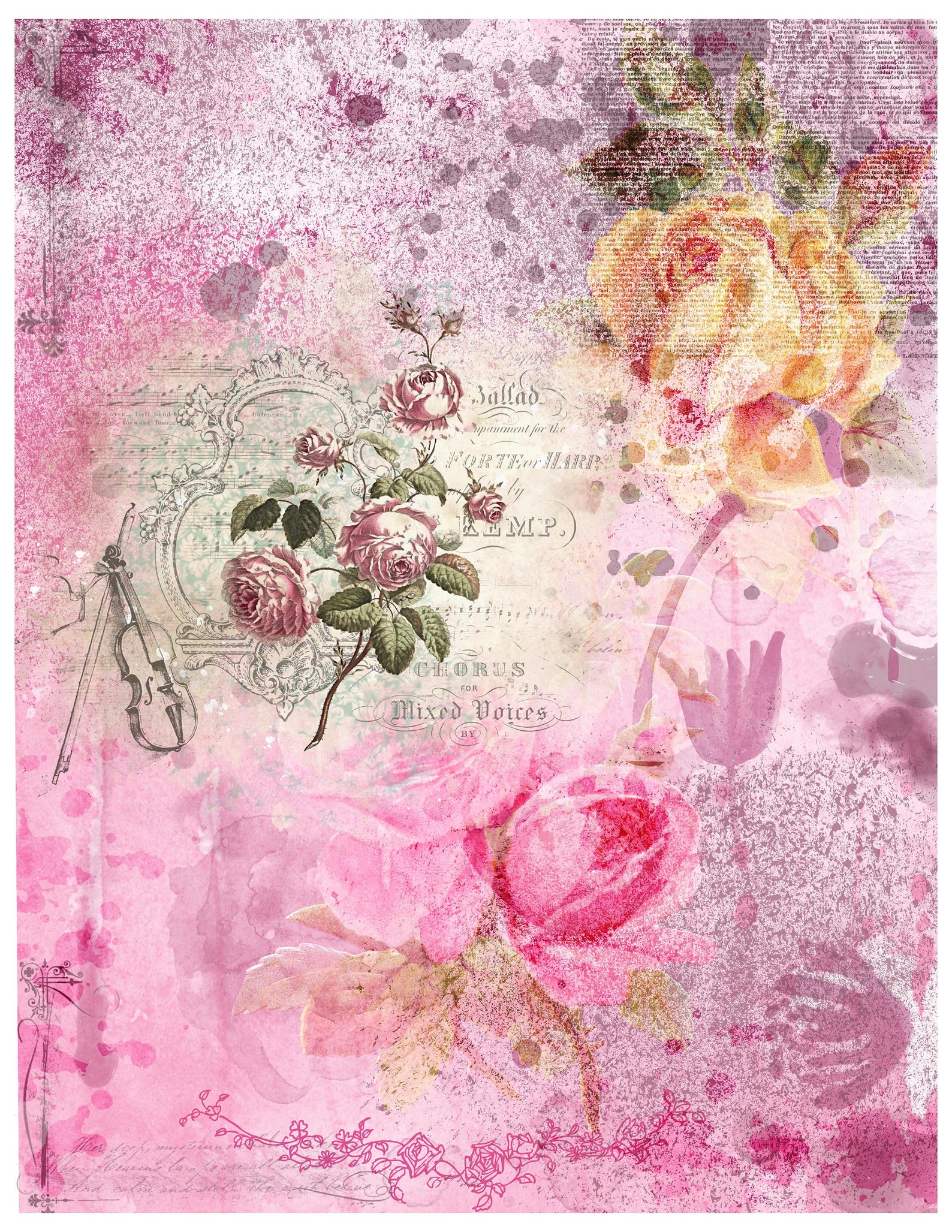 Vintage Rose Junk Journal Printables Digital Journaling Etsy