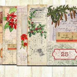Vintage Shabby Christmas Collage papers, Vintage Christmas Junk Journal Papers, Digital Download, Christmas Scrapbook Printable papers. image 1