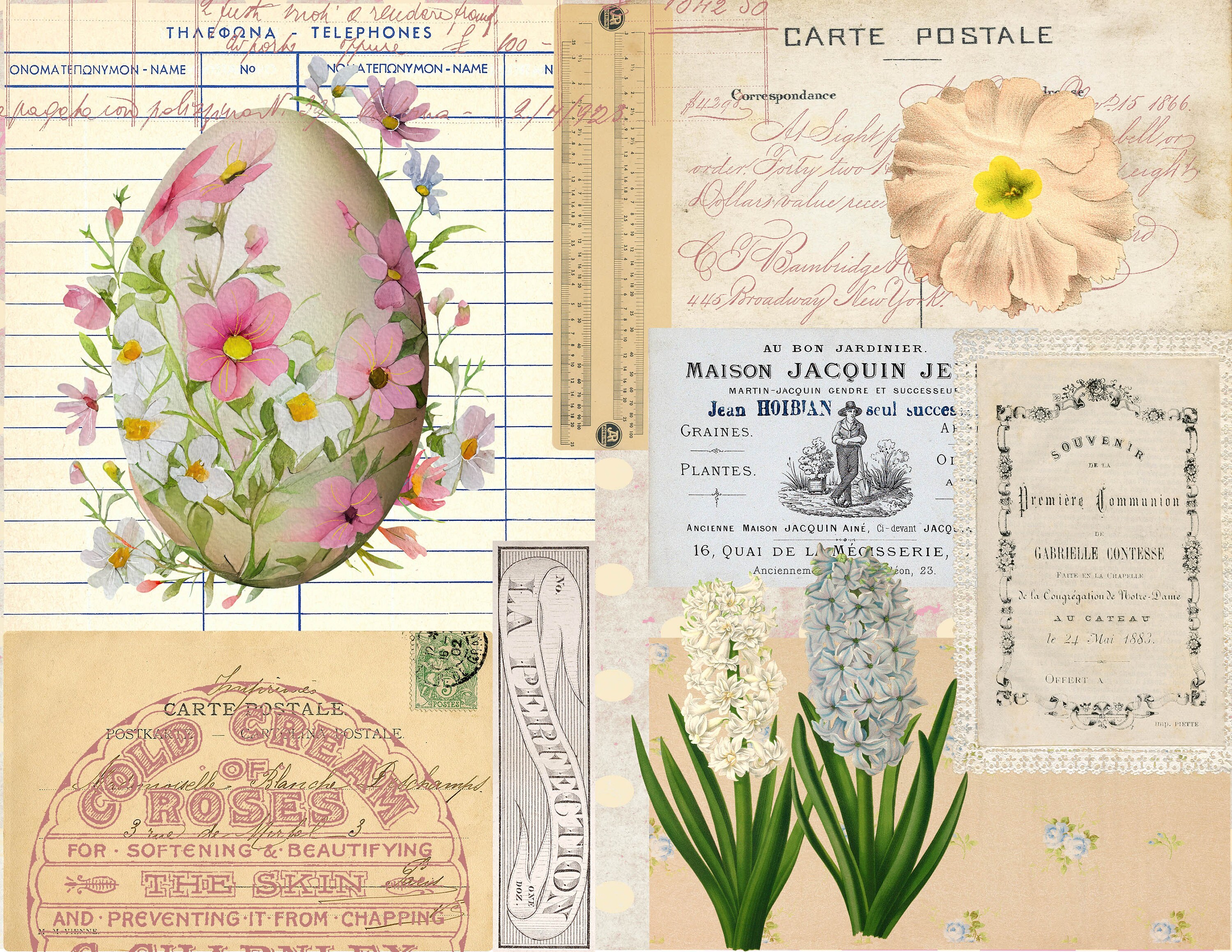 Spring Blossom Papers, Junk Journal Printable Papers, Easter Journal ...