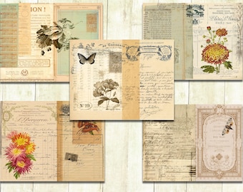 October Collage Journal Papers, Junk Journal Printable Papers.