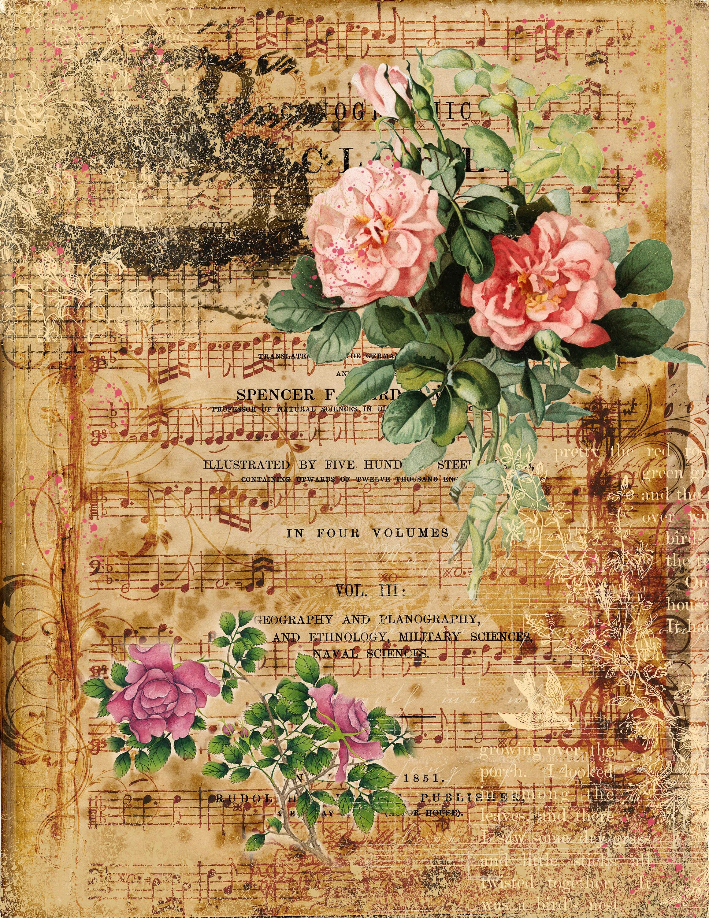 Antique Roses Printable Papers, Rose Tags, Digital Download, Vintage ...