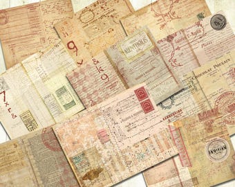 Neutral Vintage Junk Journal Papers, Digital Download.