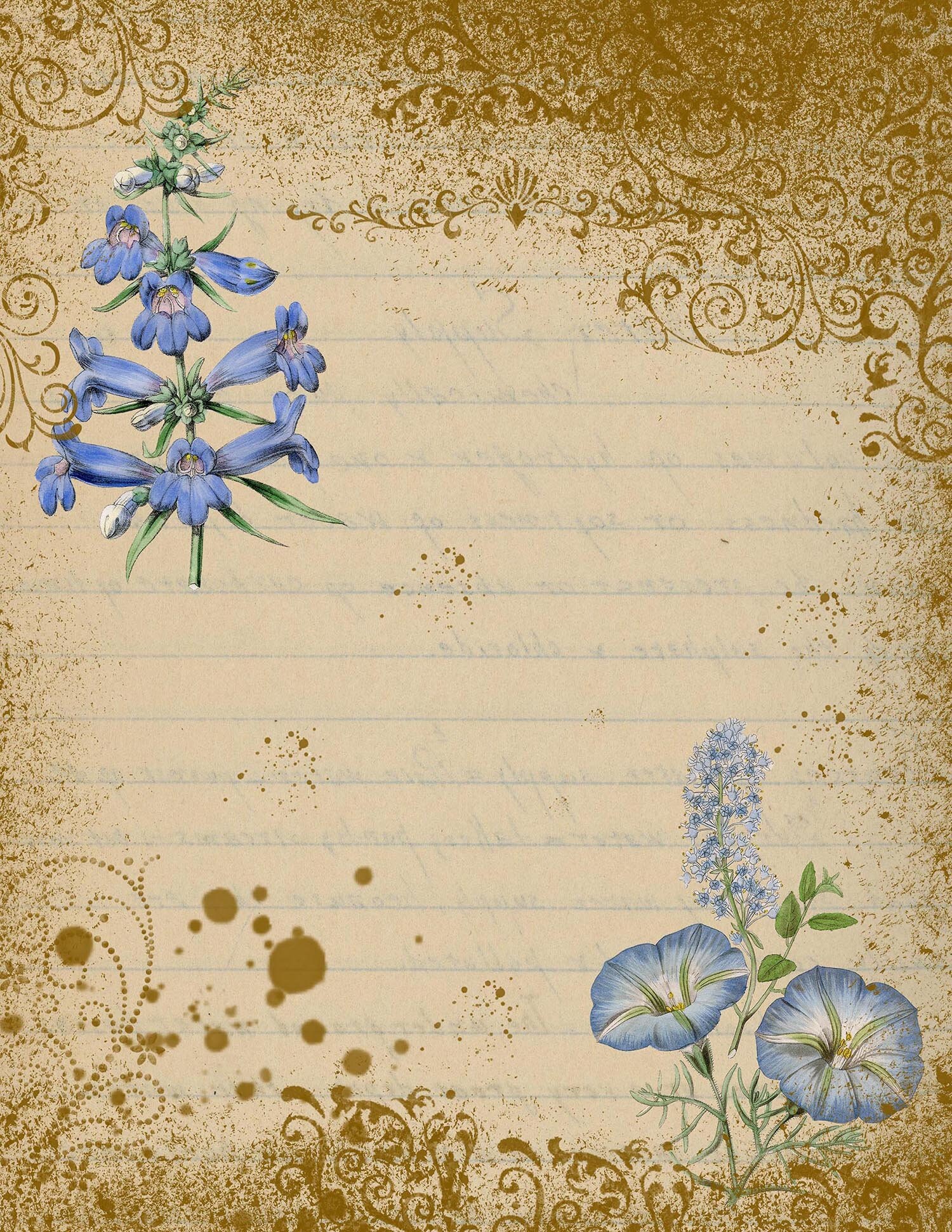 digital-download-vintage-lined-notepaper-junk-journal-kit-scrapbook-papers-vintage-ephemera-printable-papers-printable-journal-pages-etsy