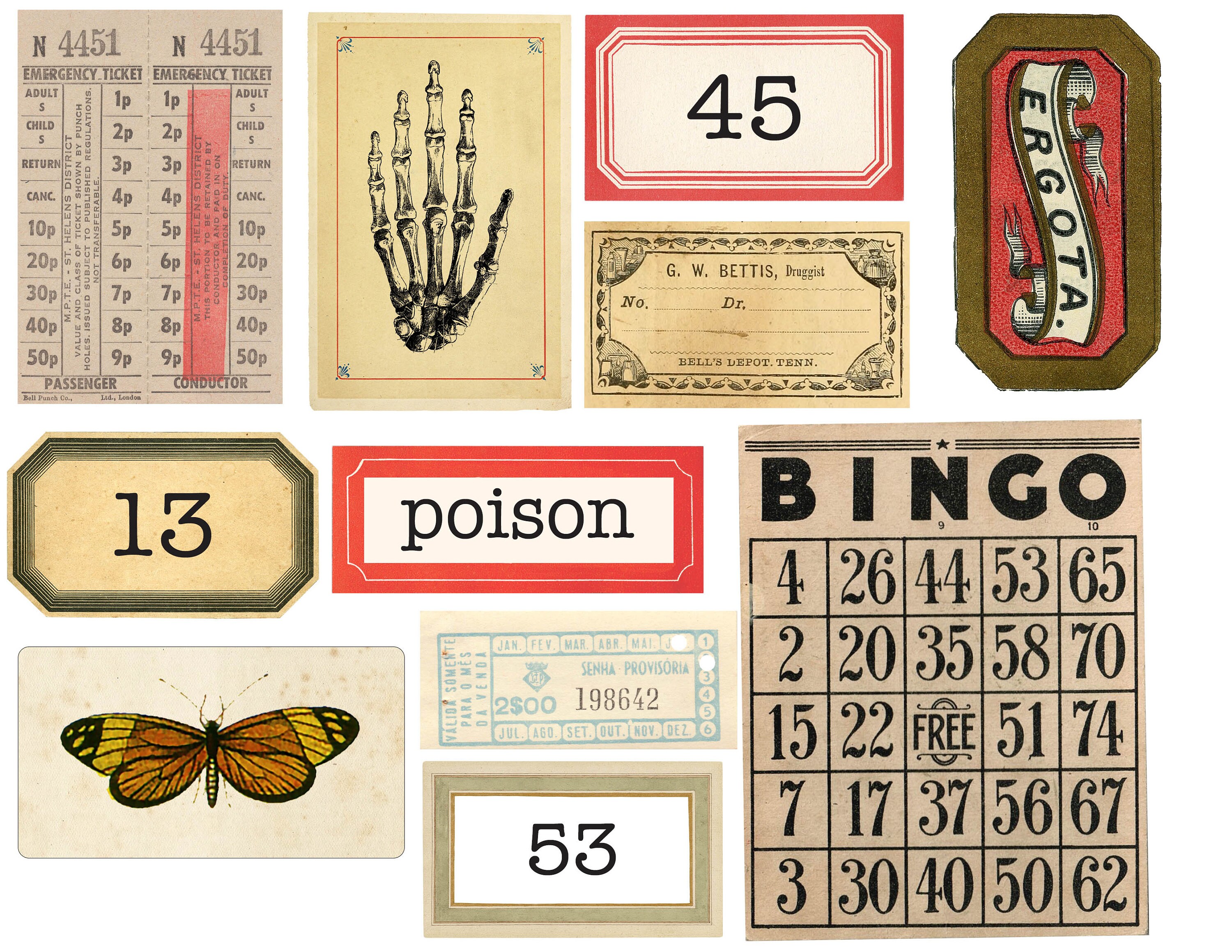 Halloween Ephemera Labels, Printable Vintage Labels, Vintage Halloween ...