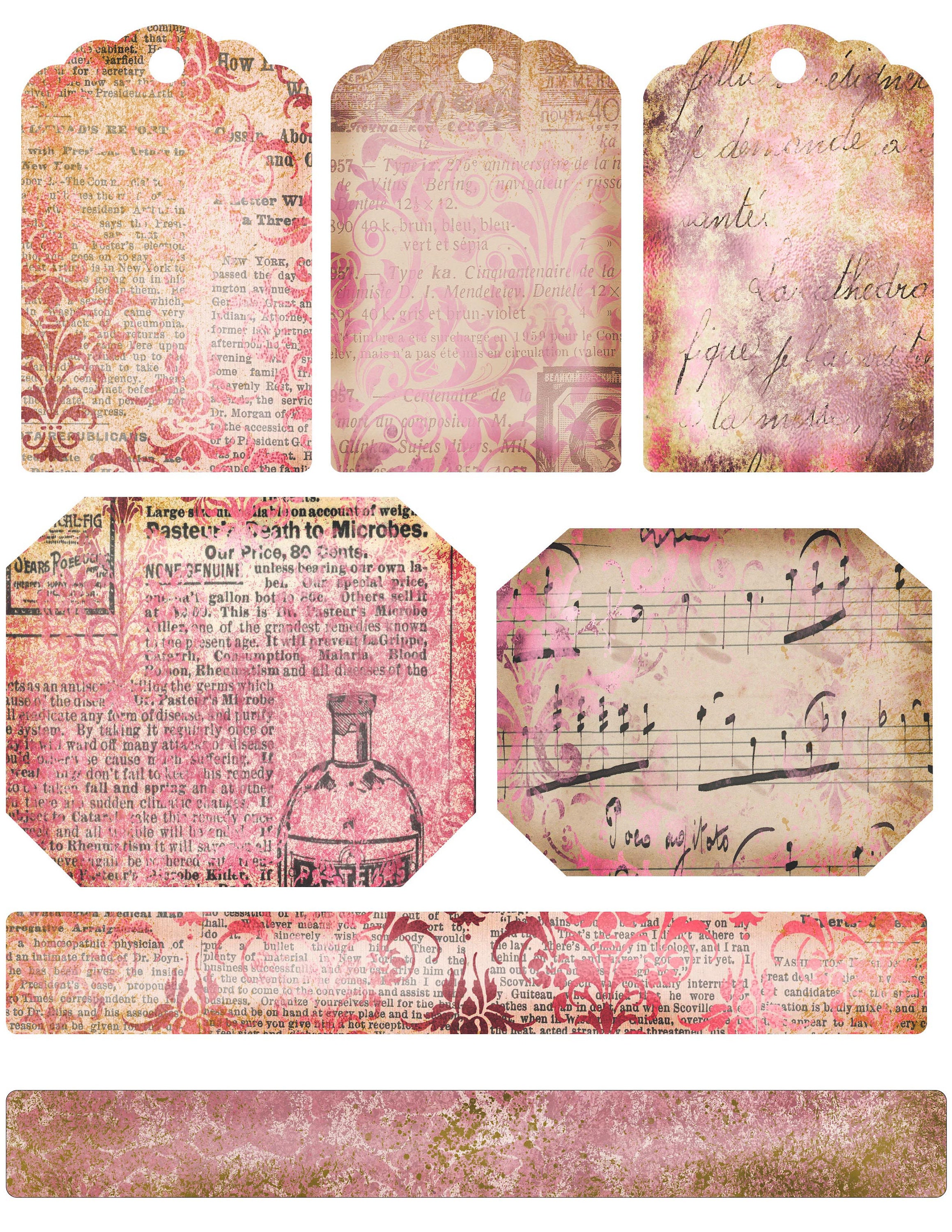 Shabby Pink Junk Journal Pages, Blank Scrapbook Kit Vintage Grunge mau By  DigitalPrintableMe