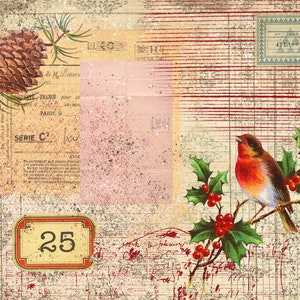 Vintage Shabby Christmas Collage papers, Vintage Christmas Junk Journal Papers, Digital Download, Christmas Scrapbook Printable papers. image 7