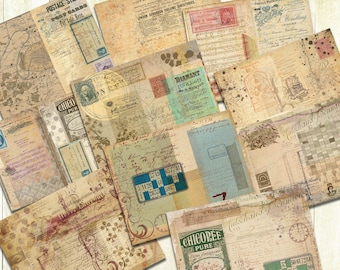 Antique Style Vintage Junk Journal Paper Set, Digital Download.