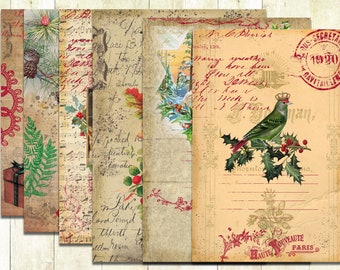 Vintage Christmas Digital Download, Vintage Christmas Printable Junk Journal Papers, Vintage Christmas Ephemera Papers, Christmas Scrap Kit.