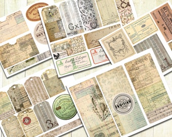Patchwork Papers Add -On Kit, Junk Journal Kit, Paper Craft kit, Digital Download.
