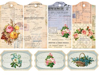 Vintage Flowers Junk Journal Kit, Printable Tags and Ephemera, Flower Journal Tags, Digital Download, Shabby Journal Kit, Vintage Flowers. Vintage Flowers Junk Journal Kit, Printable Tags and Ephemera, Flower Journal Tags, Digital Download, Shabby Journal Kit, Vintage Flowers.