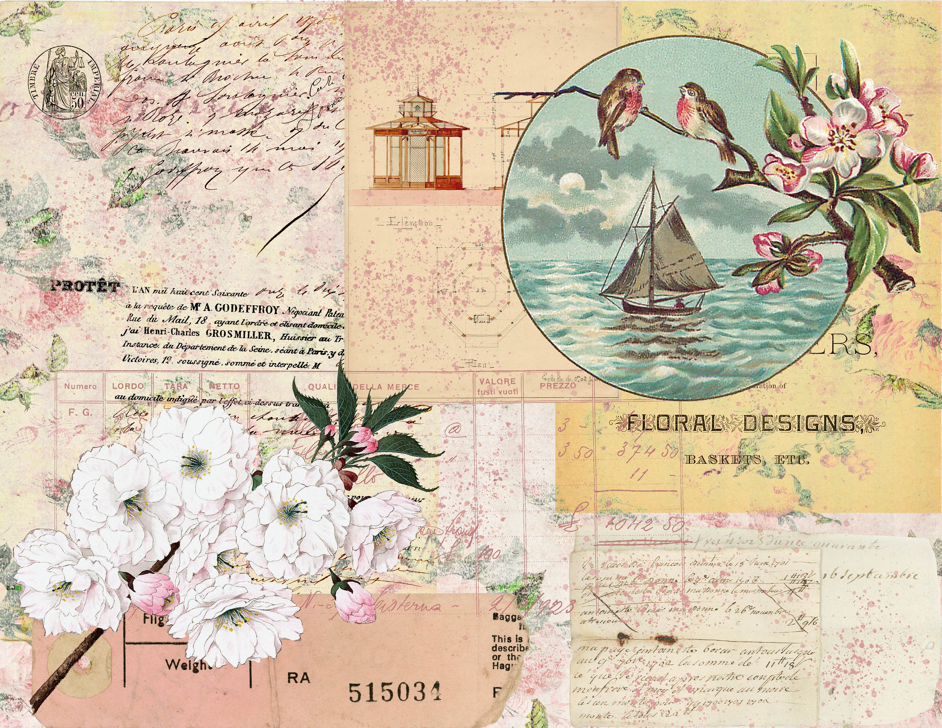Spring Blossom Papers, Junk Journal Printable Papers, Easter Journal ...