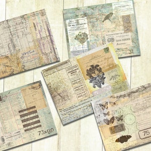 Vintage Ephemera Collage Papers, Printable Journal Pages, Digital Download, Junk Journal Papers, Collage, Ephemera, Grunge Papers.