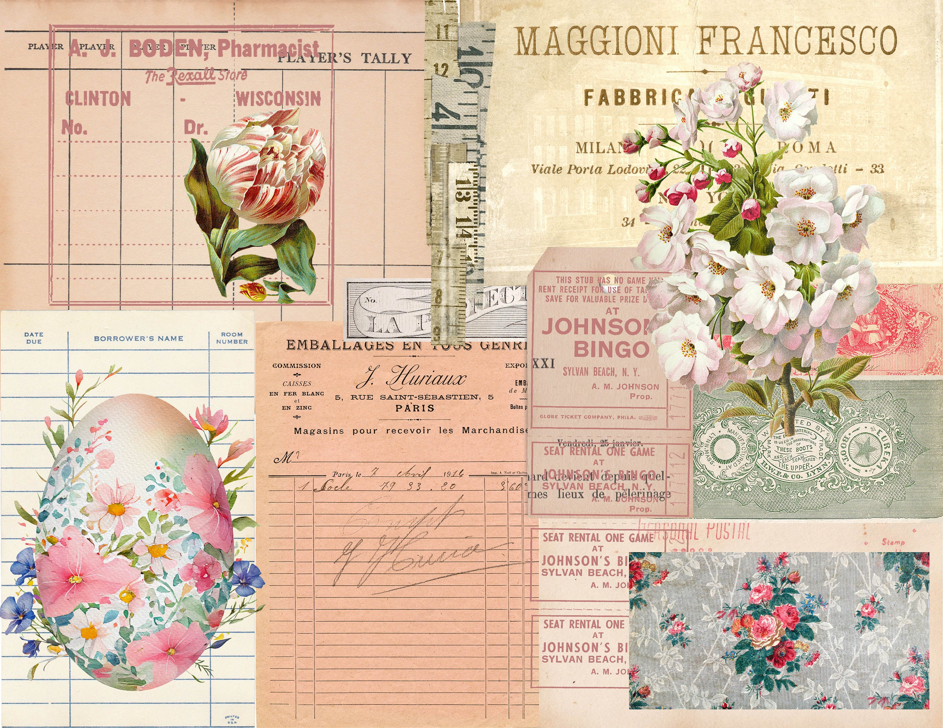 Spring Blossom Papers, Junk Journal Printable Papers, Easter Journal ...