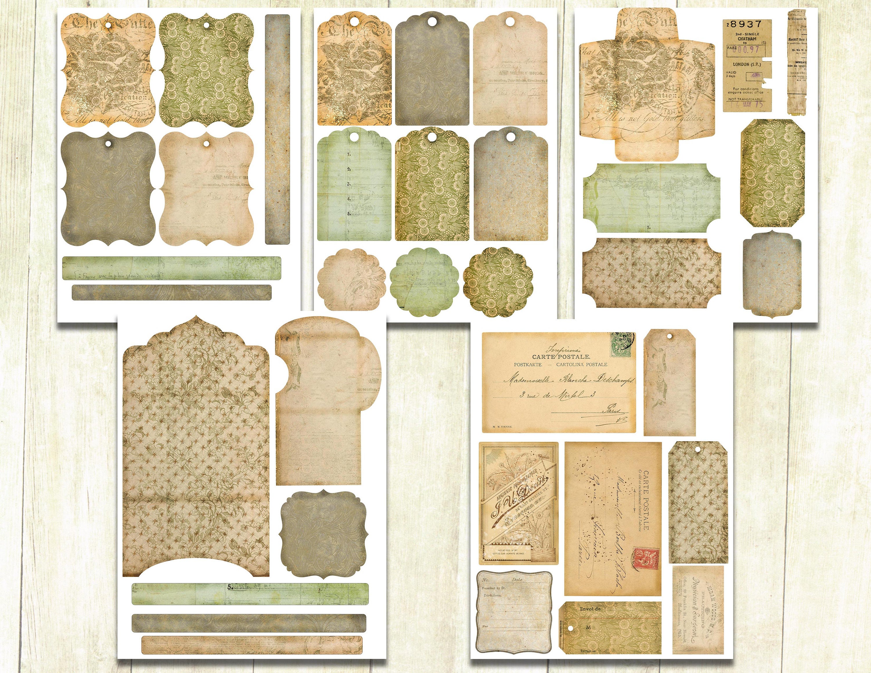 Digital Download Junk Journal Kit, Digital Scrapbook Kit, Printable ...