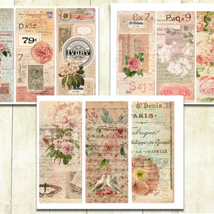 Cartes vintage roses pour le journal de la Saint-Valentin, cartes de journalisation, téléchargement numérique.
