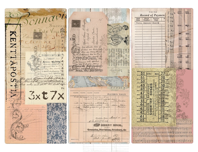 Printable Journal Cards Ephemera Collage Cards Vintage Junk - Etsy