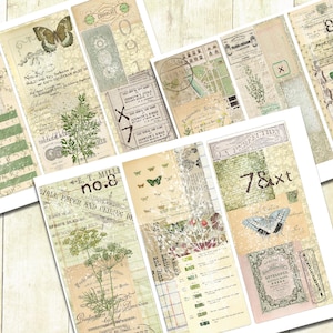 Spring  Butterfly Journal Cards, Plants and Flowers Junk Journal Cards, Collage Cards, Shabby Vintage Ephemera Spring Journaling Cards.