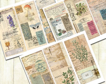 Vintage Ephemera Junk Journal Cards, Printable Journaling Cards, Nature Journal Cards, Ephemera printables, Digital Download.