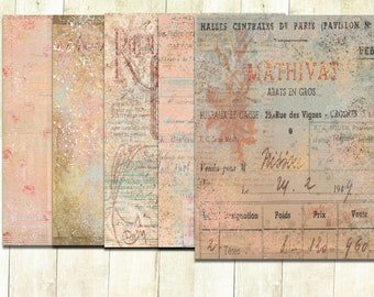 Vintage French Ephemera, Shabby Chic Junk Journal Papers (Digital Download)