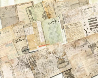 12 Neutral Sepia Junk Journal Papers, Digital Download.