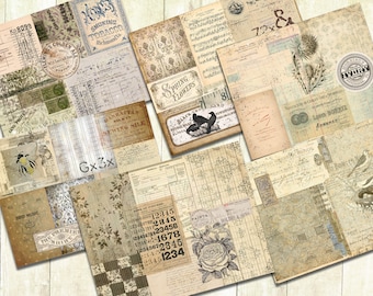Patchwork Junk Journal Papers, Digital Download.