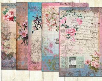 Digital Download Vintage Junk Journal Papers, Printable Journal and Scrapbook Kit, Vintage Spring Journal Papers, Spring Scrapbook Papers.