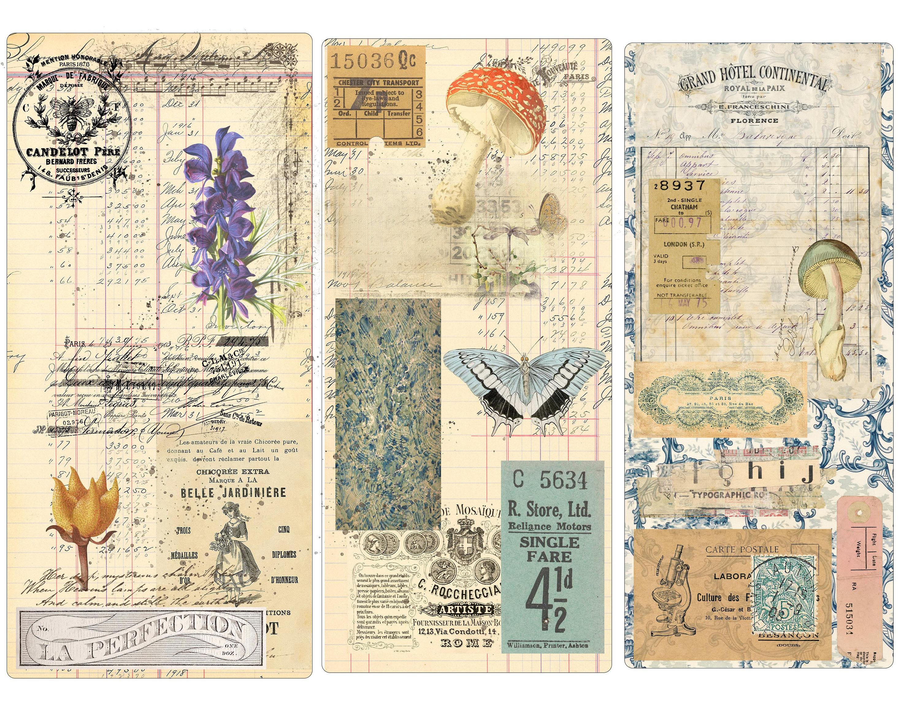 Vintage Ephemera Junk Journal Cards, Printable Journaling Cards, Nature ...