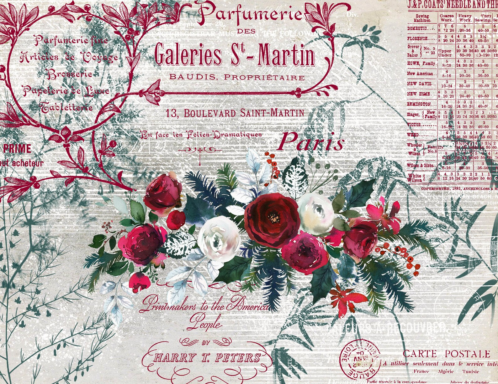 Christmas Rose Printable Papers - Il 1588xN.4403707165 E2q0 