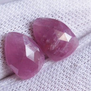 Coppia di pietre preziose sfaccettate con taglio a rosa, taglio a rosa, taglio a rosa, sfuse, per la creazione di gioielli, 12,5 x 9 mm.