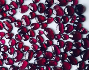 RHODOLITE ROSE CUT garnet gemstone loose free form slices faceted one side gemstone 5 to 11 mm , 10 pcs lot faceted garnet Loose Gemstone