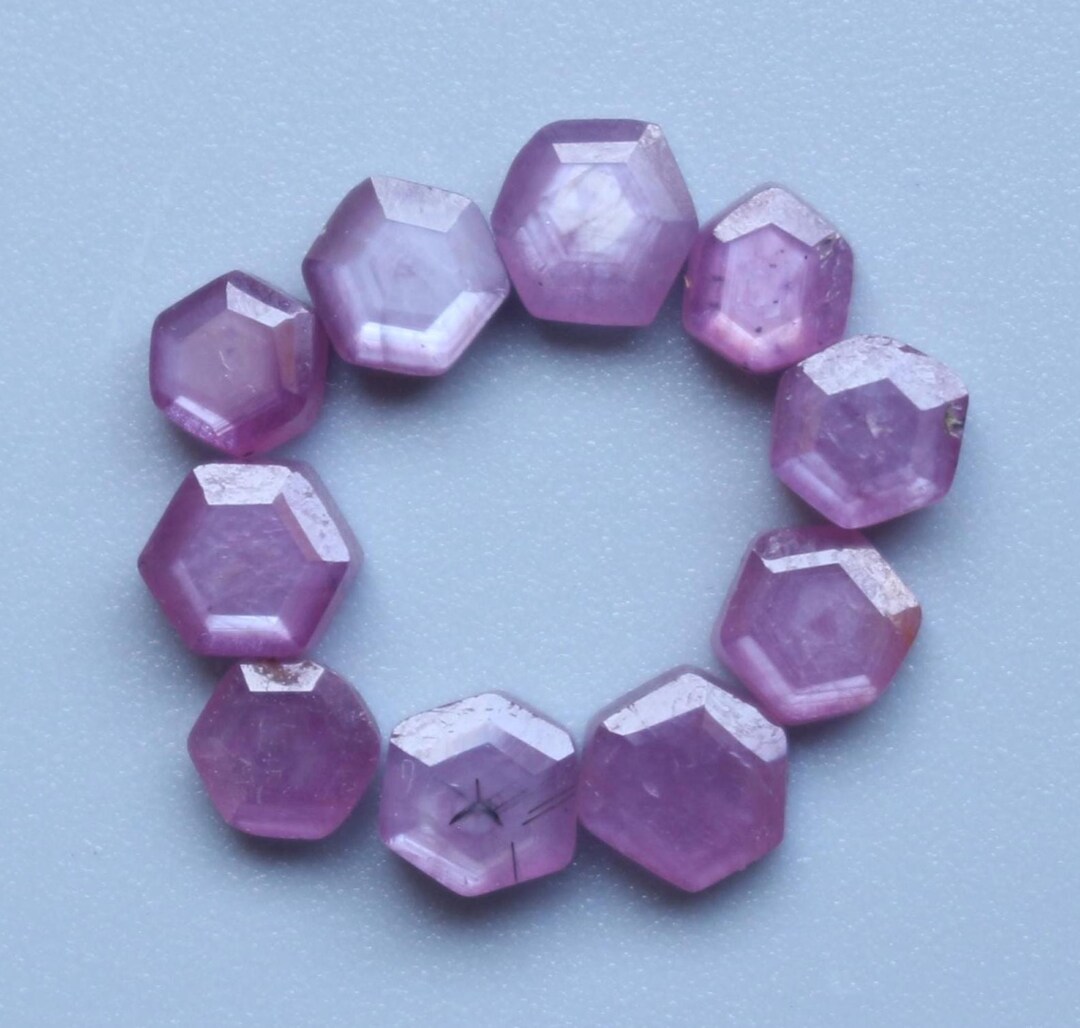 Blue Raspberry Stone 10 PCS, Sapphire Gemstone Step Cut, Natural Untreated Raspberry Pink ...