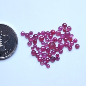 Ruby Gemstone  AAA+ Natural Red Ruby Round Smooth Polished Cabochon Loose Gemstone, Ruby Red Cabochon Unheated Ruby Loose Gemstone 2To5MM