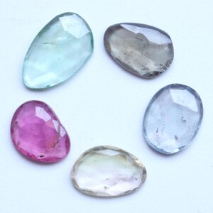 Turmalin ädelsten, AAA+++ naturlig multi-turmalin rosenslipad fasetterad cabochon, turmalin fancy cut cabs lösa smycken 8,5 till 11 mm